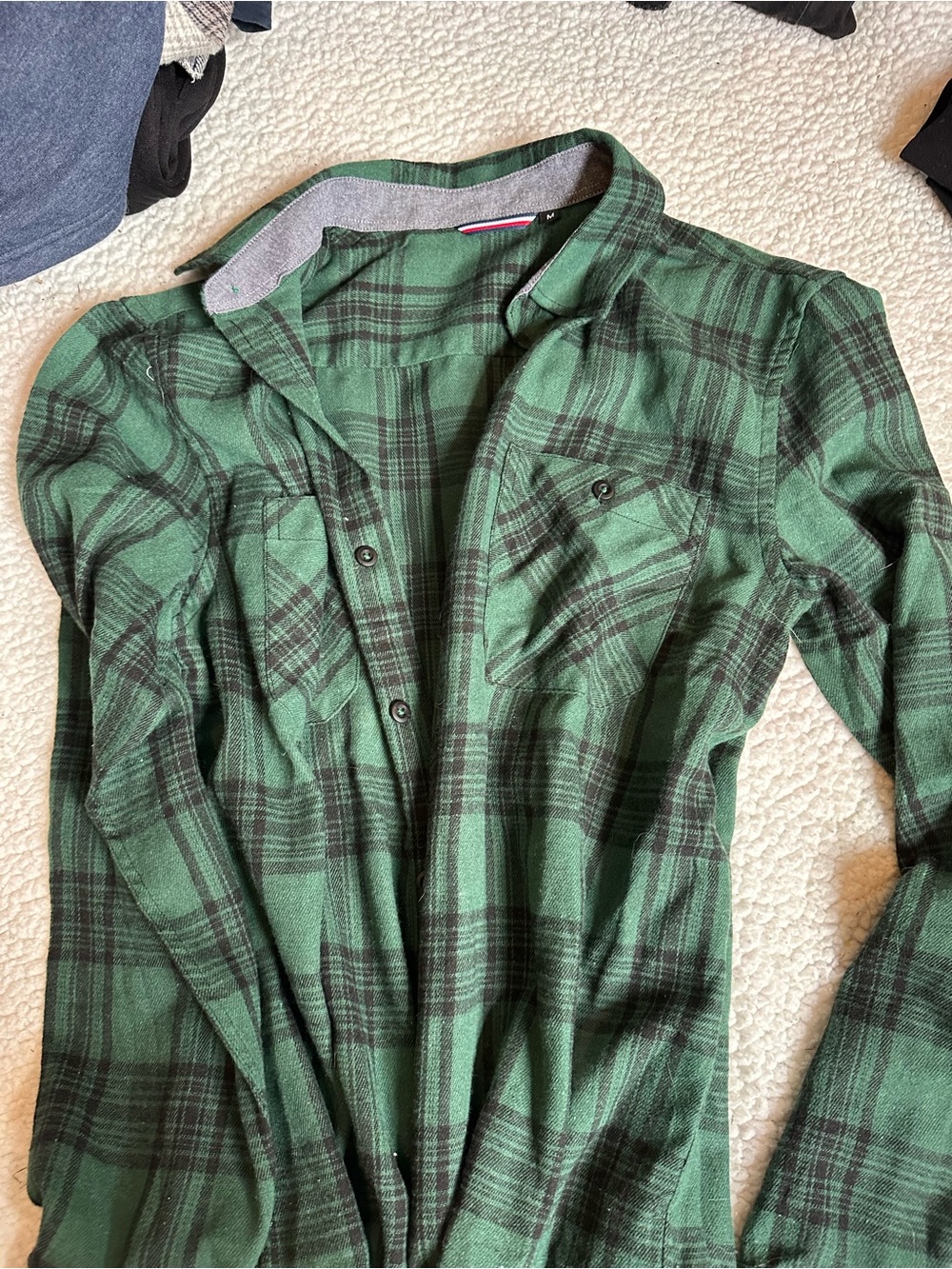 Green Plaid Button-Up Shirt